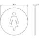 Pictogram zelfklevend rond ø76mm WC dames rvs