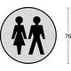 Pictogram zelfklevend rond ø76mm WC dames en heren rvs