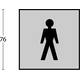 Pictogram zelfklevend vierkant 76x76mm WC heren rvs