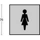 Pictogram zelfklevend vierkant 76x76mm WC dames rvs