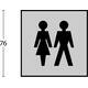 Pictogram zelfklevend vierkant 76x76mm WC dames en heren rvs