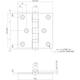 Kogellagerscharnier recht 3" (76x76x2,5mm) rvs