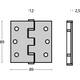 Kogellagerscharnier recht 3,5" (89x89x2,5mm) CE rvs