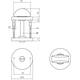 WC-sluiting verdekt ø50x7mm met nokken en stift 8x8mm aluminium F1