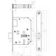 Woningbouw klavier kastslot 55mm, voorplaat afgerond wit gelakt, 20x174, doorn 50mm incl. sluitplaat 2 sleutels