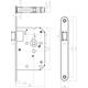 Woningbouw loopslot, voorplaat afgerond rvs, 20x174, doorn 50mm incl. sluitplaat