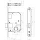 Woningbouw cilinder kastslot 55mm, voorplaat afgerond rvs, 20x174, doorn 50mm incl. sluitplaat