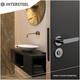 Woningbouw magneet badkamer/toilet slot 63/8mm, voorplaat afgerond zwart, 20x174, doorn 50mm incl. sluitplaat/kom