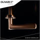 Olivari deurkruk Plume + ronde geveerde rozet 51x5mm met nokken en doorgaande bevestiging Brons mat titaan PVD