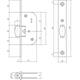 Smal tonrolslot met messing rolschoot verstelbaar, voorplaat verzinkt rechthoekig afmeting: 140x22mm, inclusief sluitplaat afmeting: 86x20mm