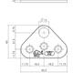 Driehoek sluitplaat vlak RVS tbv espagnolet inclusief P+E en SKG** logo afmeting 60,5x43x3mm met gat van 13mm