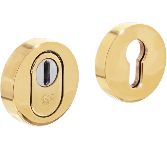 SKG3 veiligheidsrozetten rond verdekt ø55x12mm profielcilindergat met kerntrekbeveiliging messing ongelakt