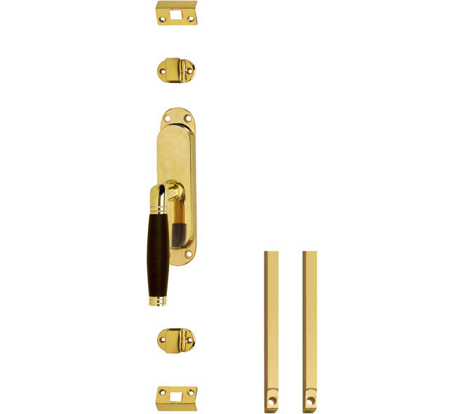 Set kruk-espagnolet links Ton 222 inclusief stangenset 2x 1250mm messing ongelakt /ebbenhout