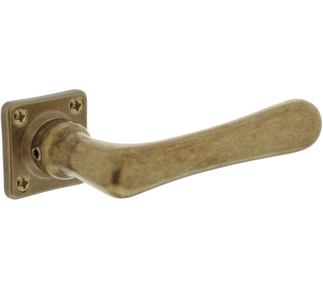 Deurkruk Trento met rozet 38x38x5mm messing getrommeld