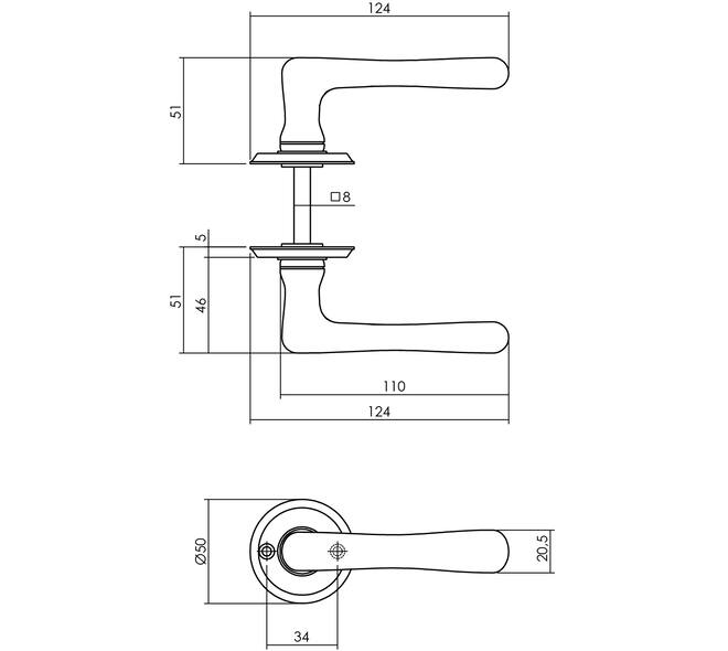 Deurkruk Trento met rozet ø50x5mm messing getrommeld