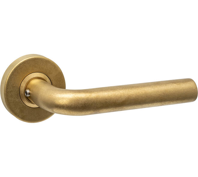 Deurkruk Luzern op rozet verdekt ø53x10mm PVD messing getrommeld