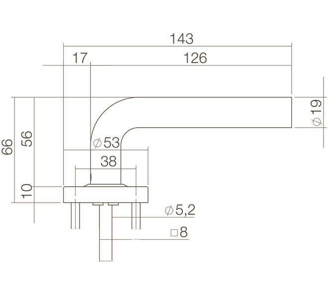 Gatdeel Luzern op rozet verdekt ø53x10mm PVD messing getrommeld