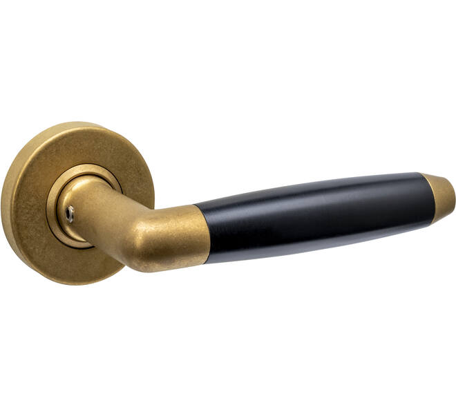 Gatdeel Combinatie op rozet verdekt ø53x10mm PVD messing getrommeld/zwart