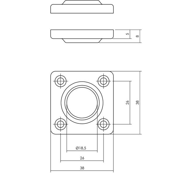 Rozetten 38x38x5mm messing getrommeld
