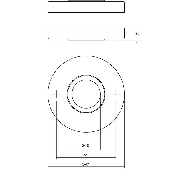 Rozetten verdekt ø49x7mm messing getrommeld