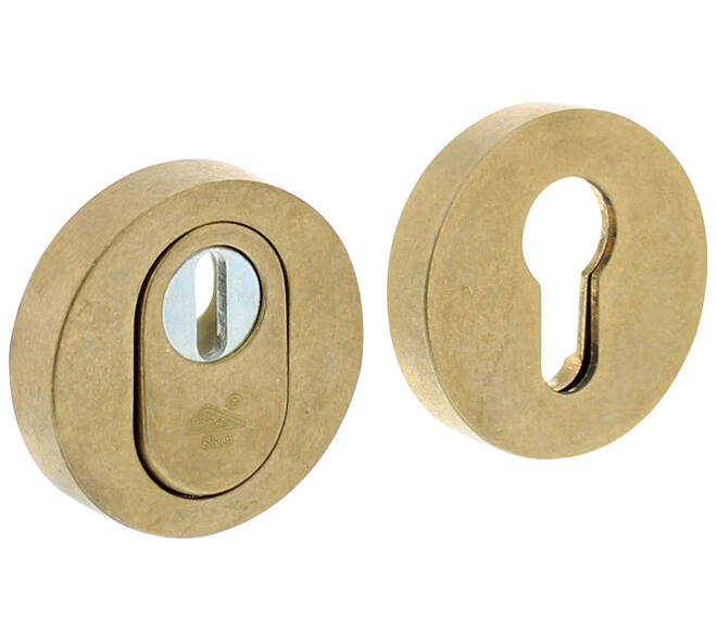 SKG3 veiligheidsrozetten rond verdekt ø55x12mm profielcilindergat met kerntrekbeveiliging messing getrommeld