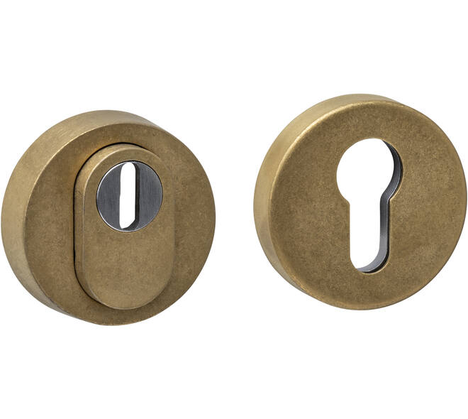 SKG3 veiligheidsrozetten rond verdekt ø52x12mm profielcilindergat met kerntrekbeveiliging PVD messing getrommeld