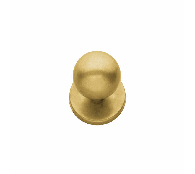 Voordeurknop bolrond ø50mm op achterplaat ø66mm messing getrommeld