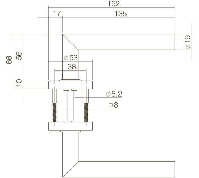 Deurkruk Jura op rozet verdekt ø53x10mm PVD messingkleur