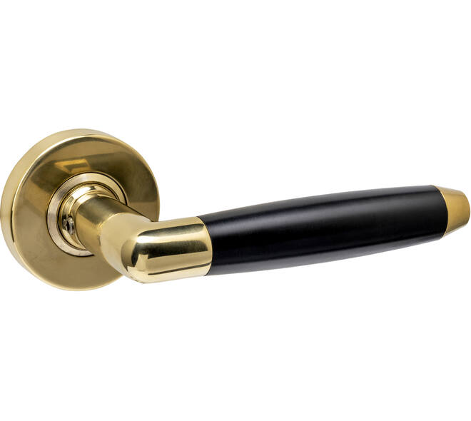 Gatdeel Combinatie op rozet verdekt ø53x10mm PVD messingkleur/zwart