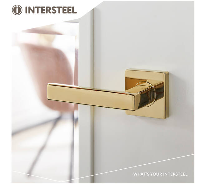Deurkruk Hera op rozet verdekt 55x55x10mm met nokken PVD messingkleur