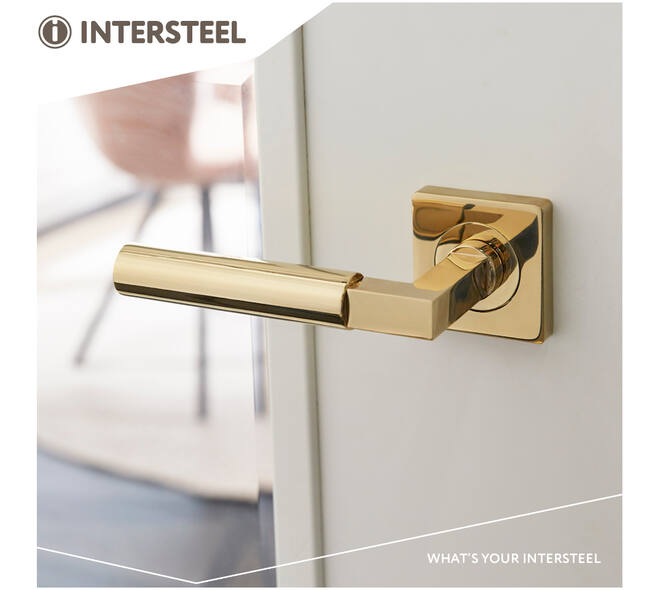 Deurkruk Baustil op rozet verdekt 55x55x10mm met nokken PVD messingkleur