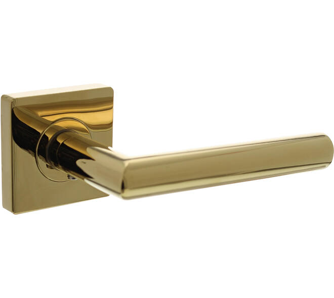 Deurkruk Bastian op rozet verdekt 55x55x10mm met nokken PVD messingkleur