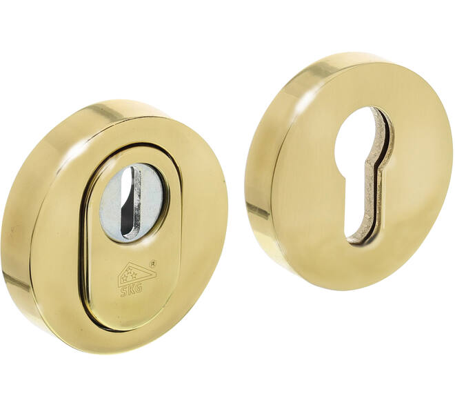 SKG3 veiligheidsrozetten rond verdekt ø55x12mm profielcilindergat met kerntrekbeveiliging messing gelakt