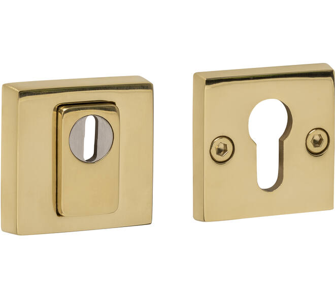 SKG3 veiligheidsrozetten vierkant 54x54x12mm profielcilindergat met kerntrekbeveiliging PVD messingkleur