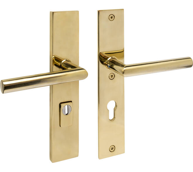 SKG3 veiligheidsbeslag rechthoekig 250x50mm kruk/kruk Jura met veerconstructie profielcilindergat 72mm met kerntrekbeveiliging PVD messingkleur