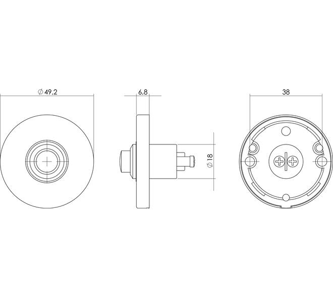 Deurbel rond ø49x7mm verdekt messing gelakt