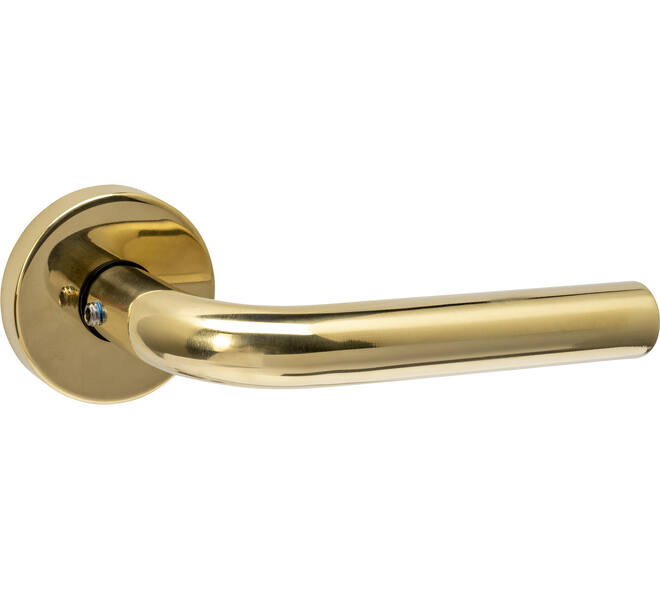 Deurkruk Luzern met rozet massief verdekt ø53x10mm met nokken PVD messingkleur