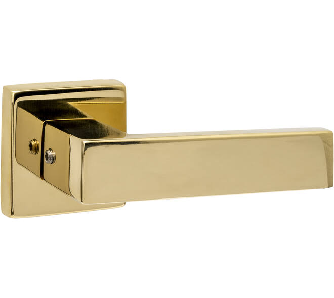 Deurkruk Amsterdam met rozet massief verdekt 53x53x10mm met nokken PVD messingkleur