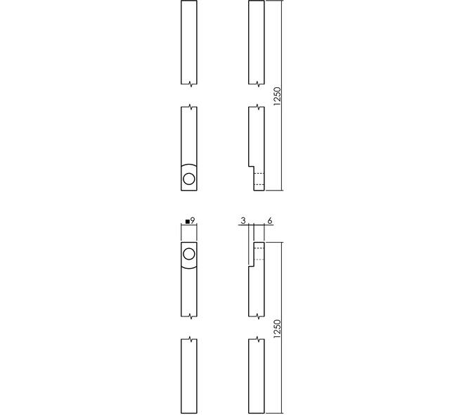 Stangenset tbv kruk-espagnolet lang 125cm messing gelakt