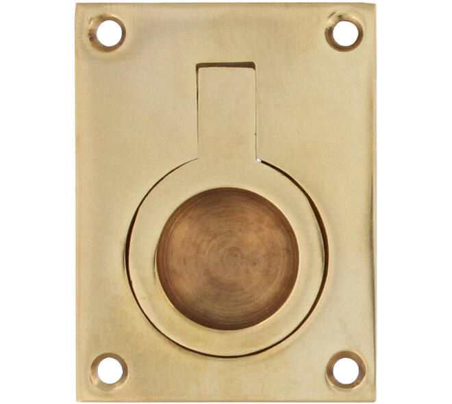 Luikring recht 65x49mm messing gelakt