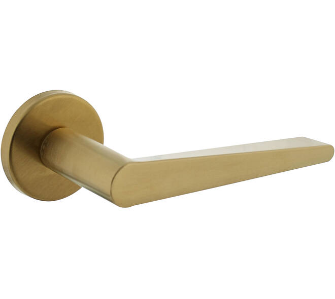Deurkruk Tiga met rozet verdekt ø51x5mm met nokken PVD messing mat