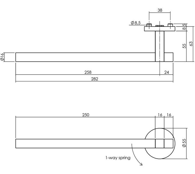Gatdeel links Shiraat by Grand & Johnson op rozet met schroefgaten ø55x8mm PVD messing mat