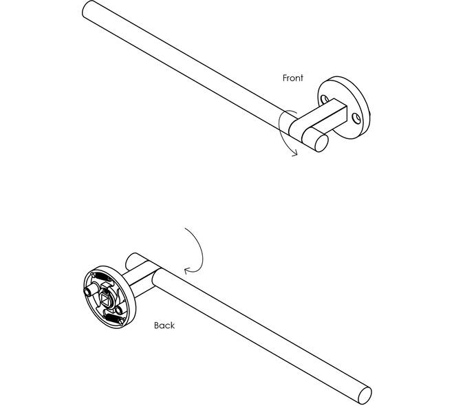 Gatdeel links Shiraat by Grand & Johnson op rozet met schroefgaten ø55x8mm PVD messing mat
