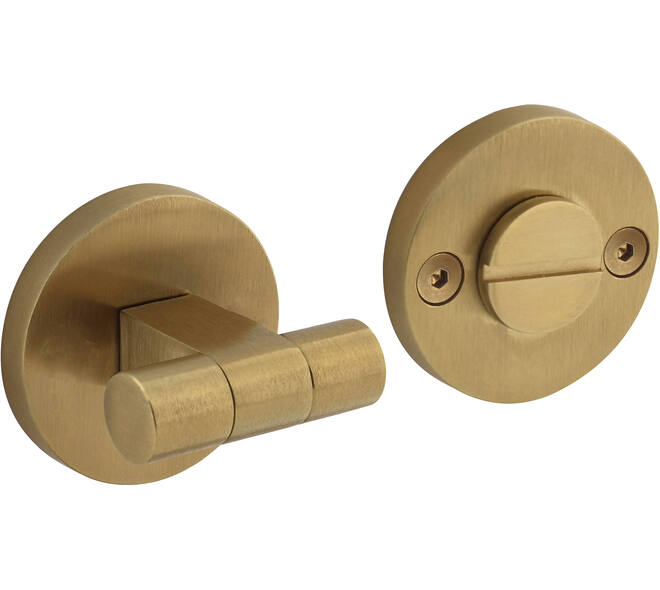 WC-sluiting éénzijdig verdekt ø55x8mm met stift 8x8mm, knop op verdekte rozet PVD messing mat