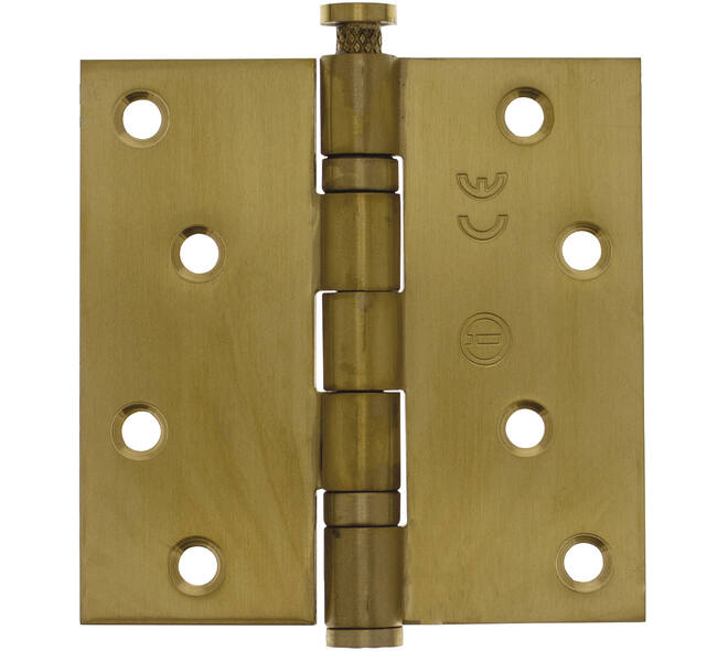 Kogellagerscharnier recht 3,5" (89x89x2,5mm) CE inclusief schroeven PVD messing mat