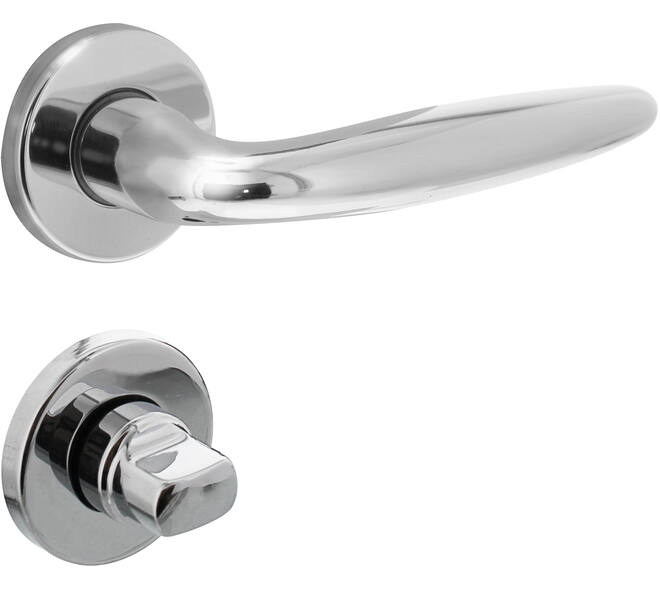 Deurkruk Sigaar op rozet verdekt ø49x7mm en WC-sluiting met stift 8x8mm chroom