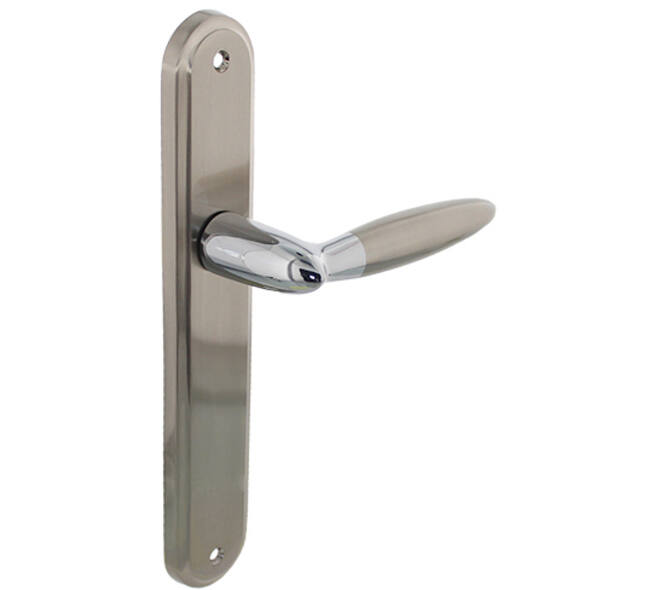 Deurkruk Elen op schild ovaal 242x43mm blind chroom/nikkel mat