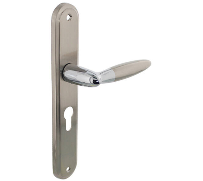 Deurkruk Elen op schild ovaal 242x43mm profielcilindergat 55mm chroom/nikkel mat