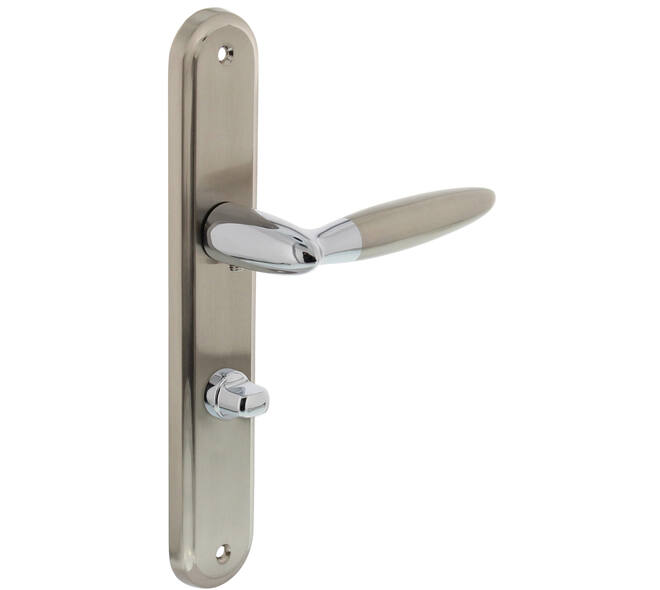 Deurkruk Elen op schild ovaal 242x43mm wc 63/8mm chroom/nikkel mat