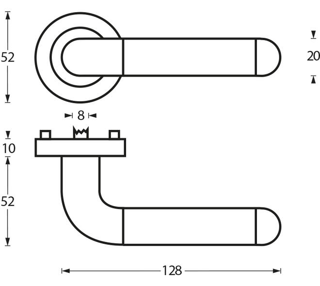 Deurkruk Agatha op rozet verdekt ø52x10mm met nokken chroom/nikkel mat